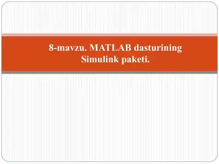 MATLAB dasturining Simulink paketi