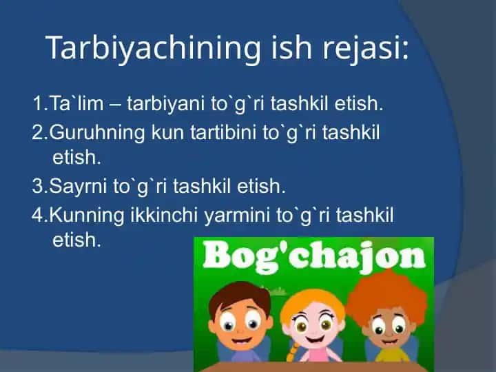 Tarbiyachi ningish rejasi