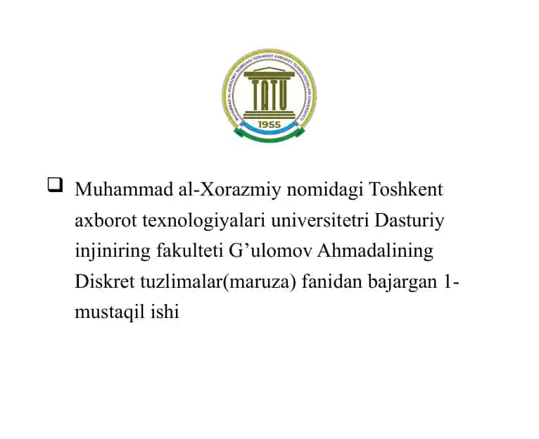 Diskret tuzlimalar(maruza)