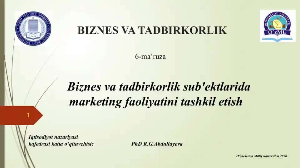 Marketing faoliyati tashkilotish