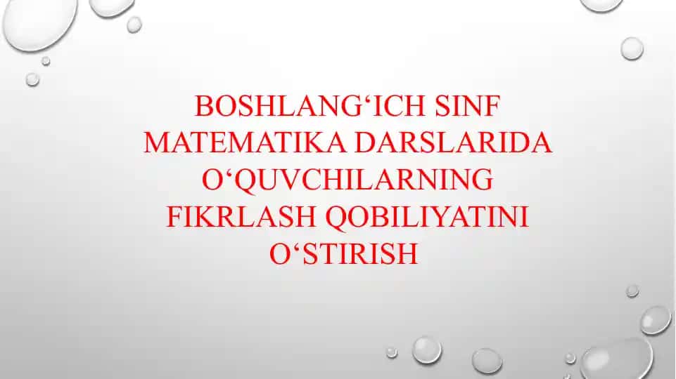 Boshlang‘ich sinf matematika darslari
