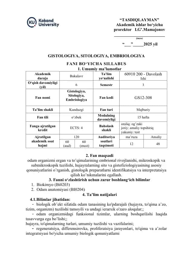 Gistologiya, Sitologiya, Embriologiya