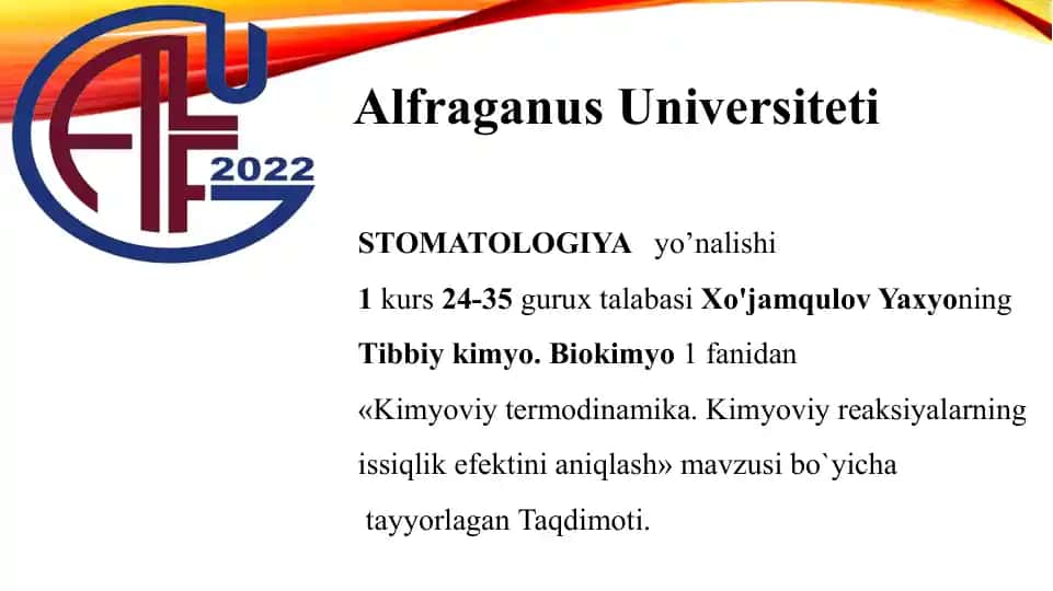 Kimyoviy termodinamika.