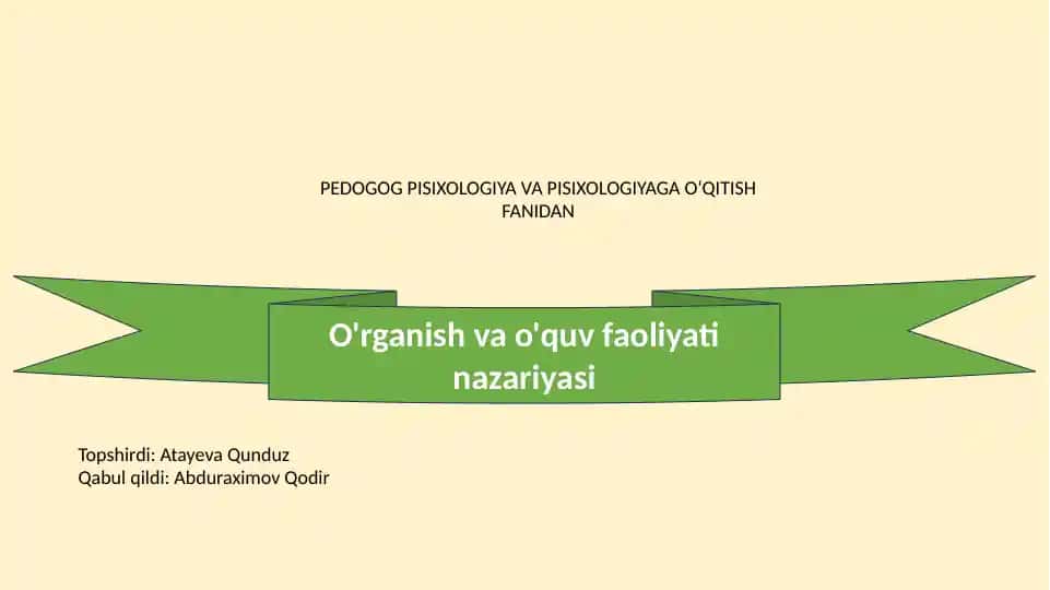 O'rganish va o'quv faoliyati nazariyasi