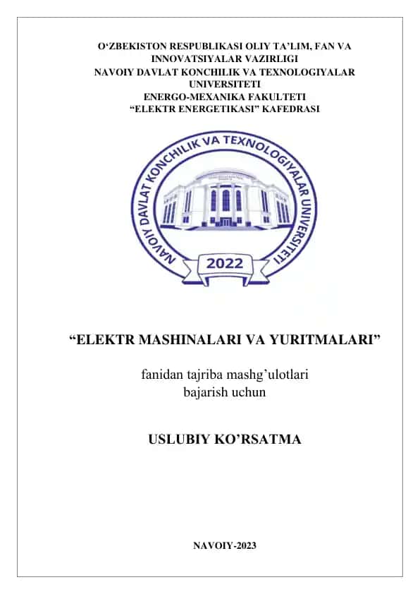Fanidаn tajriba mashg’ulotlari bajarish uchun uslubiy ko’rsatma