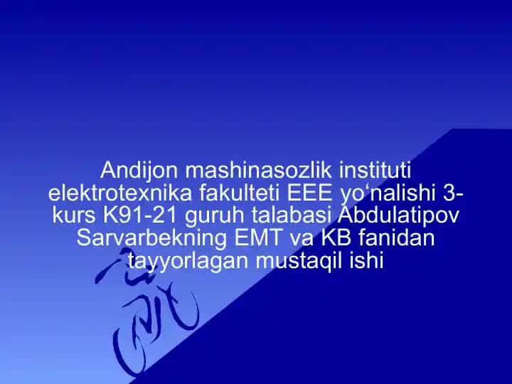 O’zgarmas tok motorlarining yakor zanjiriga paralel qarshilik ulab statik tavsiflarini rostlash