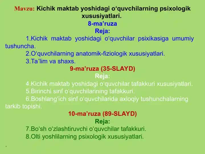 Kichik maktab yoshidagi o‘quvchilarning psixologik xususiyatlari