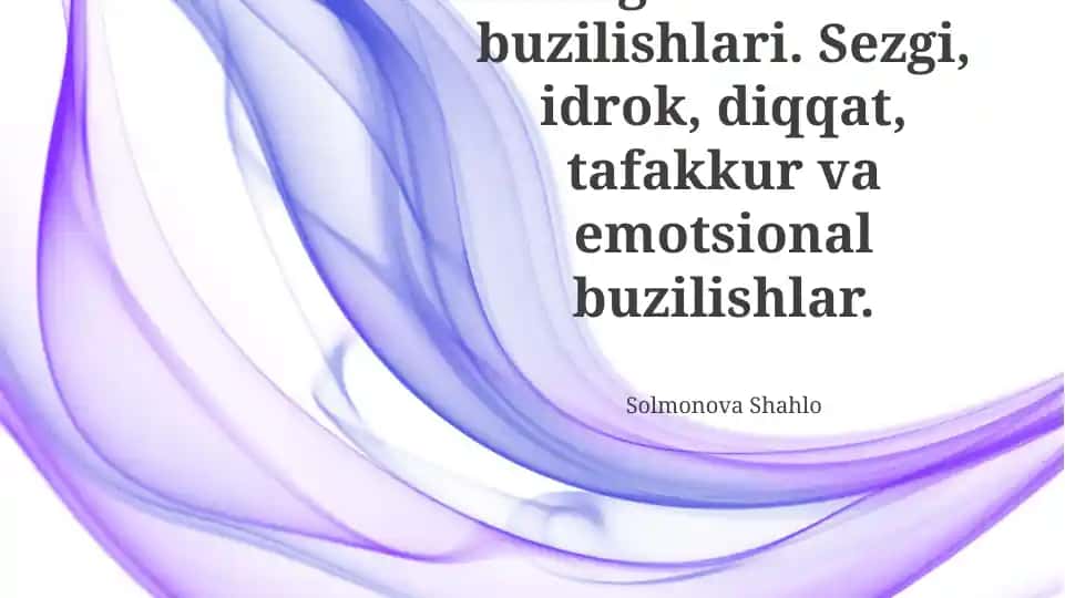 Sezuv va motor buzilishlari