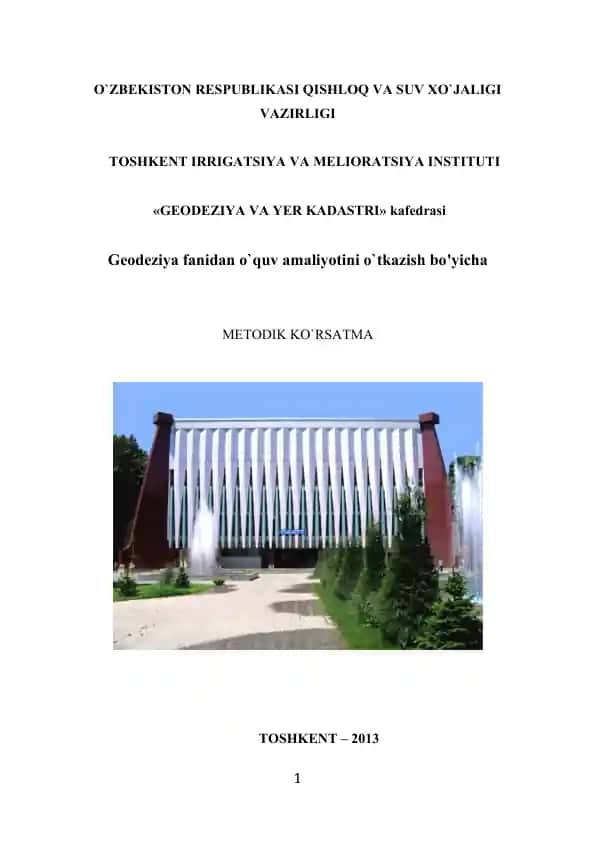 Geodeziya va yer kadastri metodik ko'rsatma