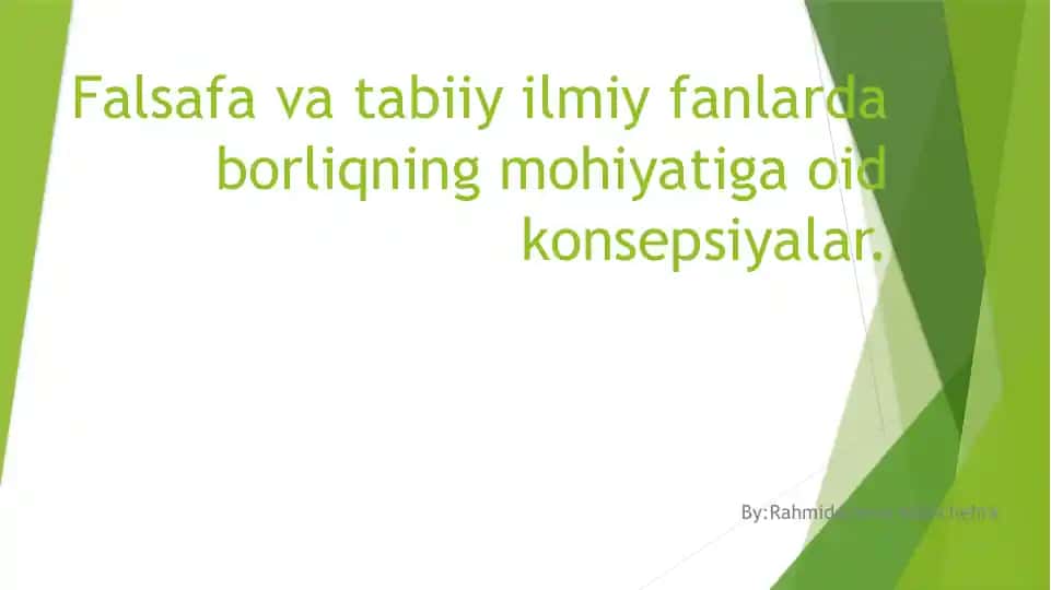 Falsafa va tabiiyot fanlari bo'yligining mohiyati va oid konsepsiyalar