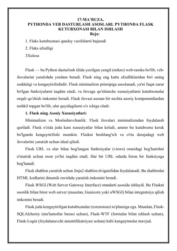 Flask veb-ramka