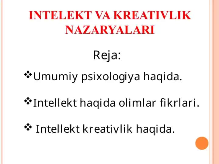 Intellect va Kreativlik Nazaryalari