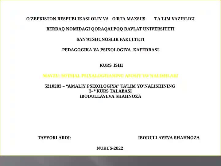 Sotsial psixologiya kurs ishi