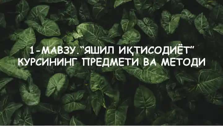 "Яшил иқтисодиёт" кursi