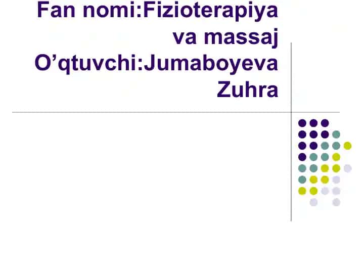Fizioterapiya va massaj