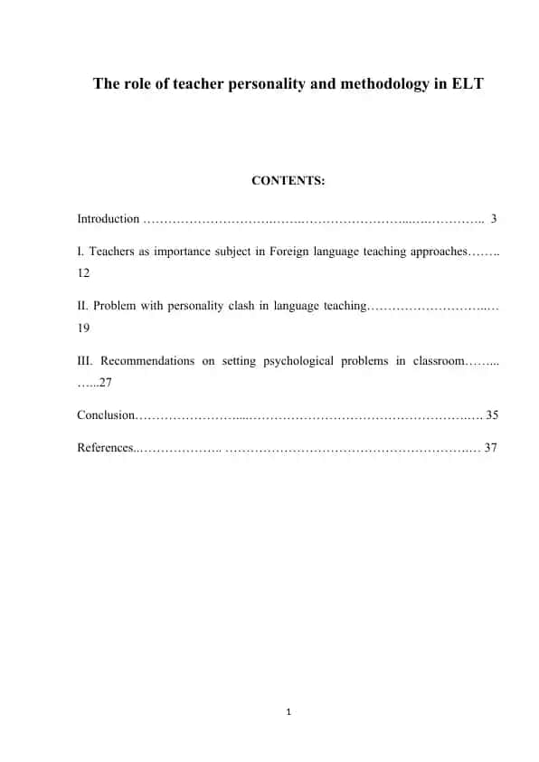 The role of teacher personality and methodology in ELT