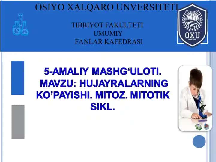 Hujayralarning ko'payishi. Mitoz. Mitotik sikl