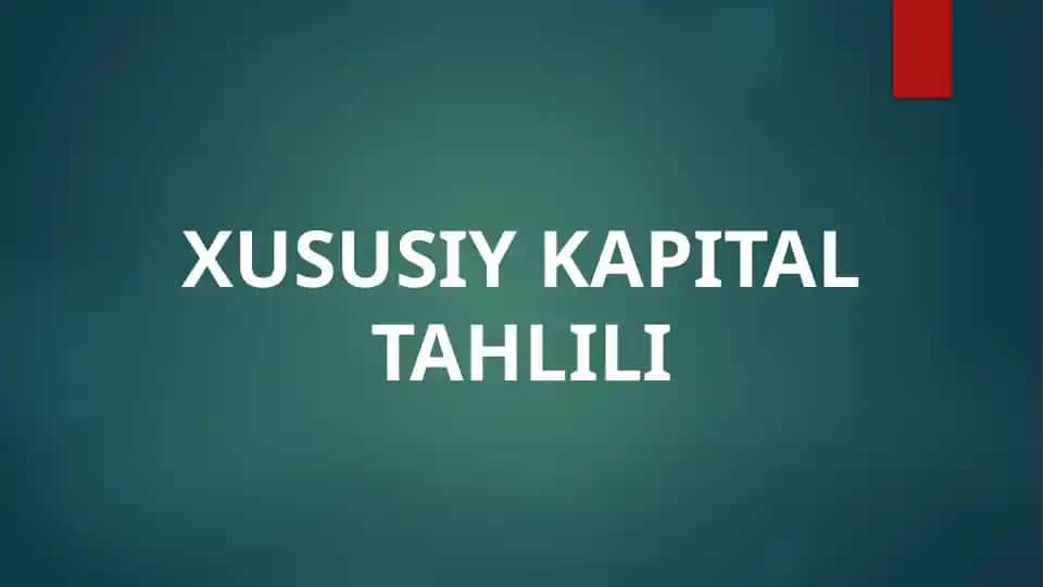 Xususiy Kapital Tahlili