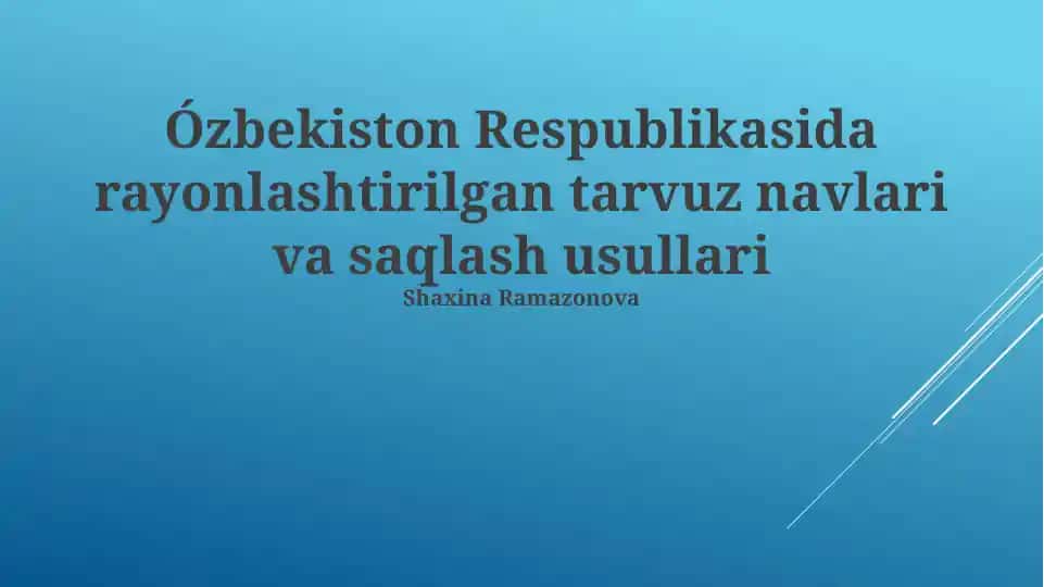 Tarvuzlarni saqlash usullari