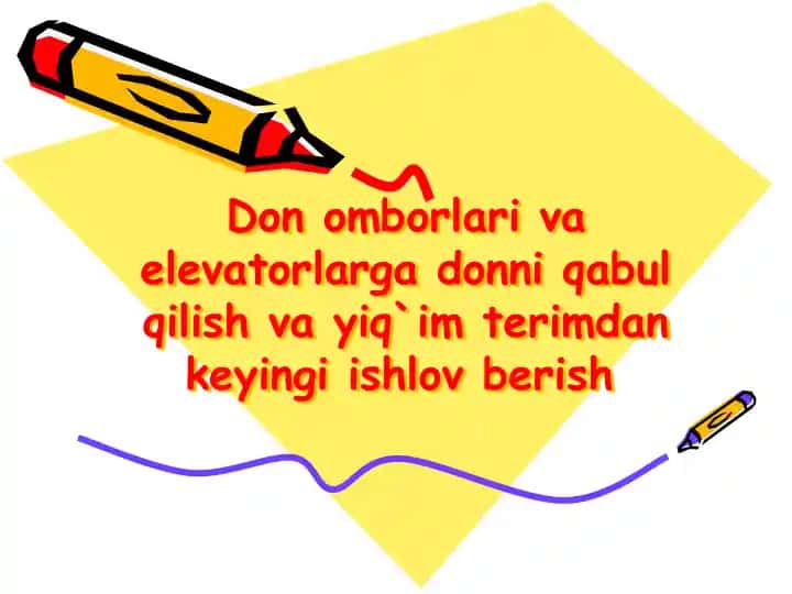 Don omborlari va elevatorlarga donni qabul qilish va yiq`im terimdan keyingi ishlov berish