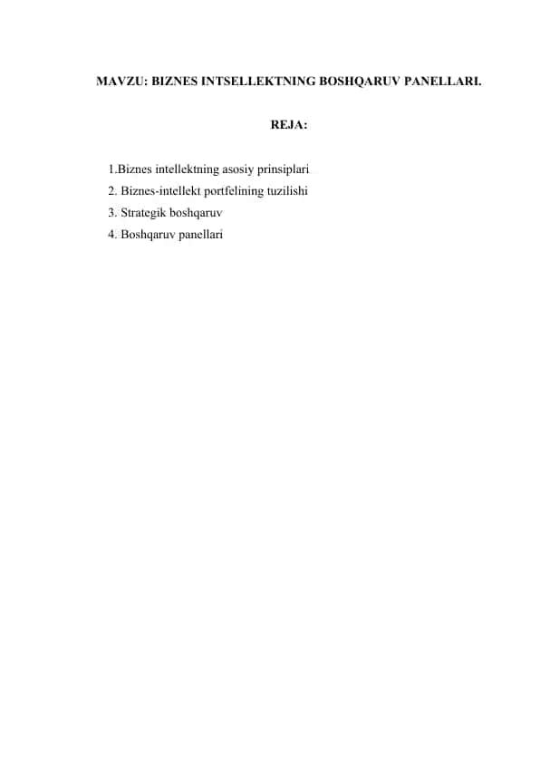 Biznes intellektning boshqaruv panellari