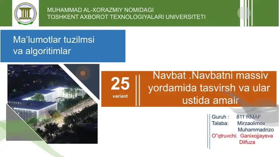 Ma’lumotlartuzilmsi va algoritimlar