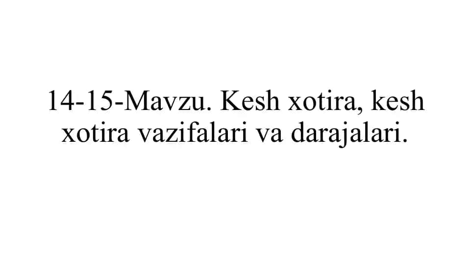Keshxotiralar va ularning vazifalari