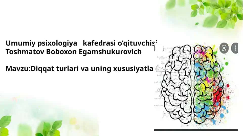 Diqqat turlari va uning xususiyatlari