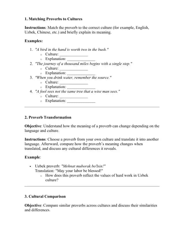 Proverbs and Cultural Values