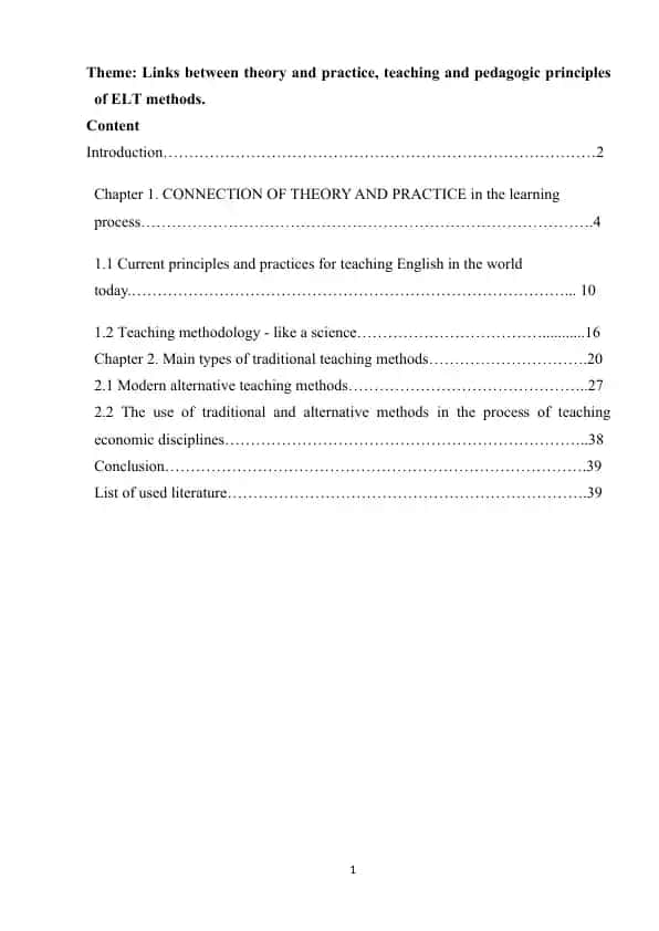 Connections between Theory and Practice in ELT Methods