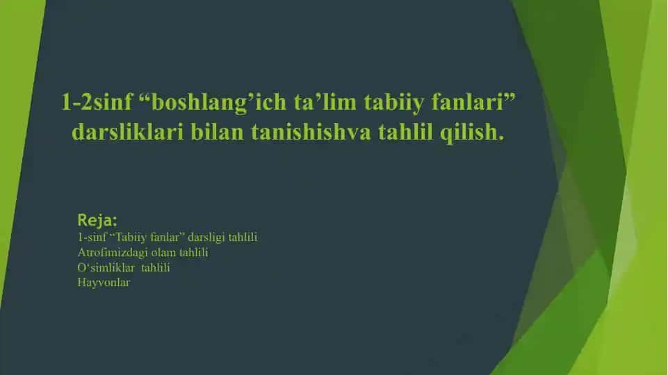 "Boshlang'ich ta'lim - Tabiiy fanlar" darsligi