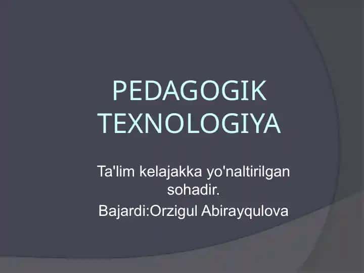Pedagogik Texnologiya