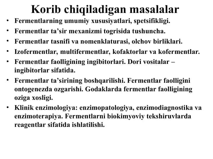 Fermentlar haqida ta'lim