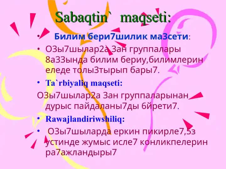 Sabaqtin maqsadi va tuzilishi