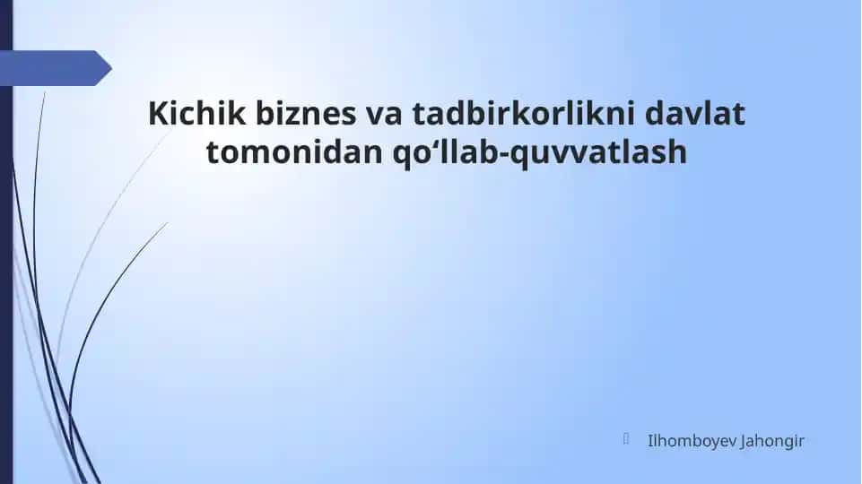 Kichik biznes va tadbirkorlikni davlat tomonidan qoʻllab-quvvatlash