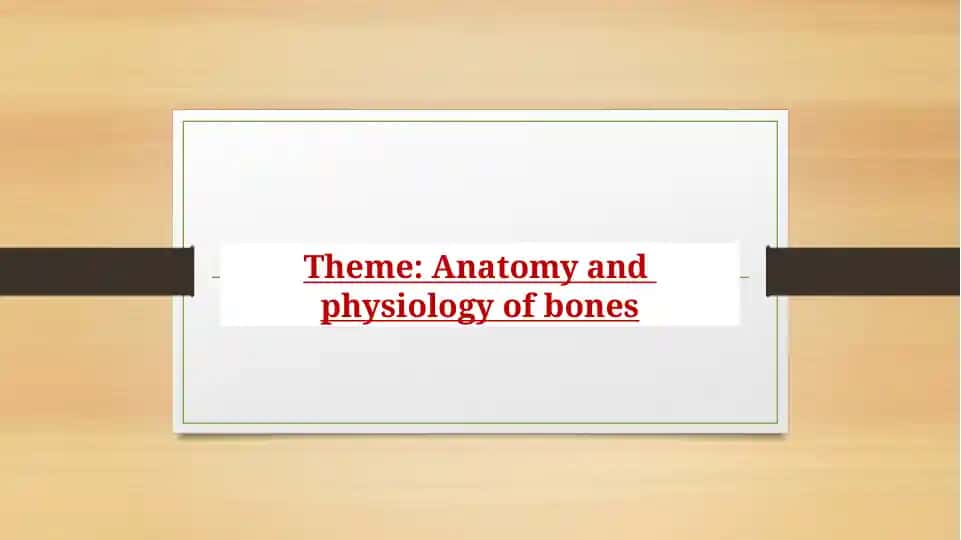 Bones Anatomy and Physiology