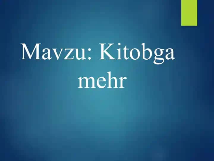 Darslik "Kitobga mehr"