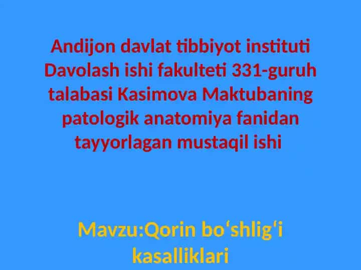 Qorin bo‘shlig‘i kasalliklari