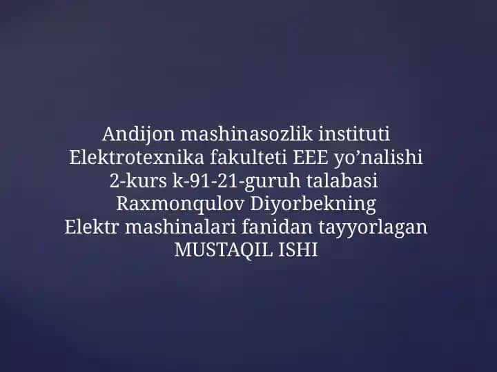 Lens qoidasi va transformatorning muvozanat tenglamasi