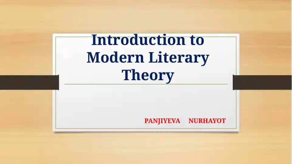 Introduction to Modern Literary Theory