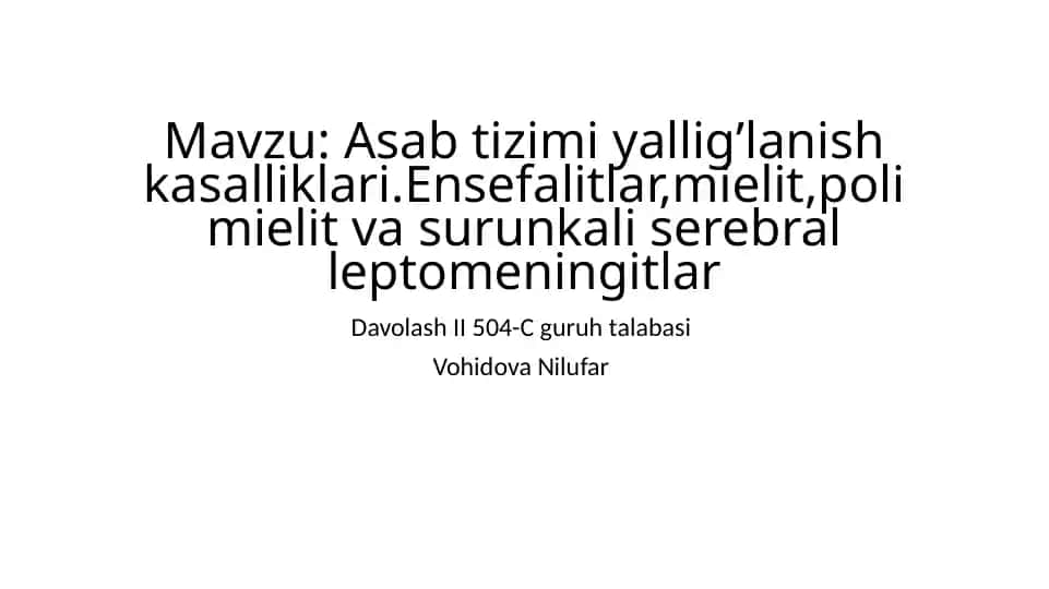Asabtizimiyallig’lanish kasalliklari