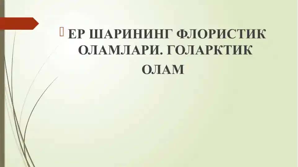 Ер шарининг флористик оламлари. Голарктик олам