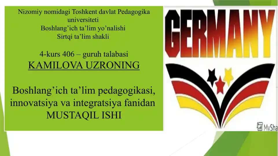Germaniyada boshlang’ich ta’lim tizimi