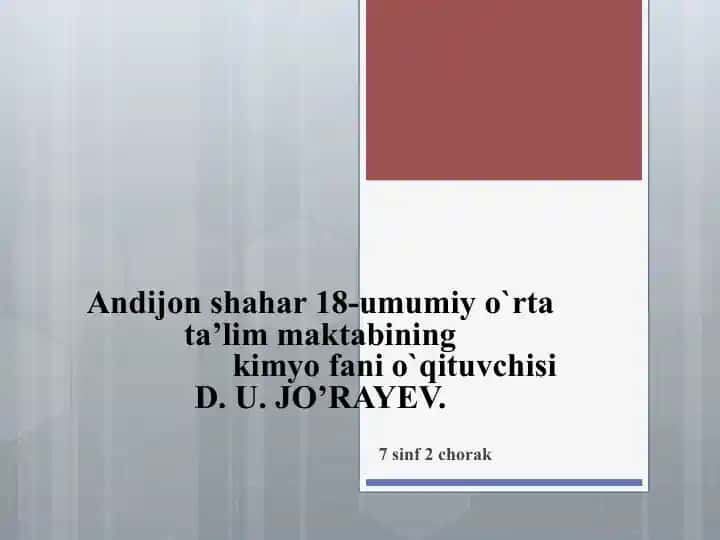 Kimyo darsi - KISLOROD