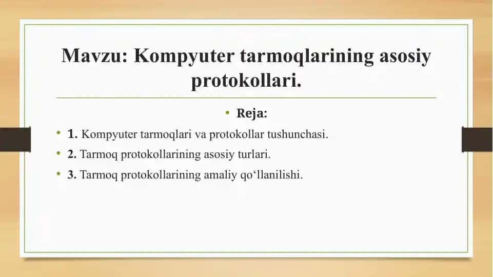 Kompyuter tarmoqlari va protokollar