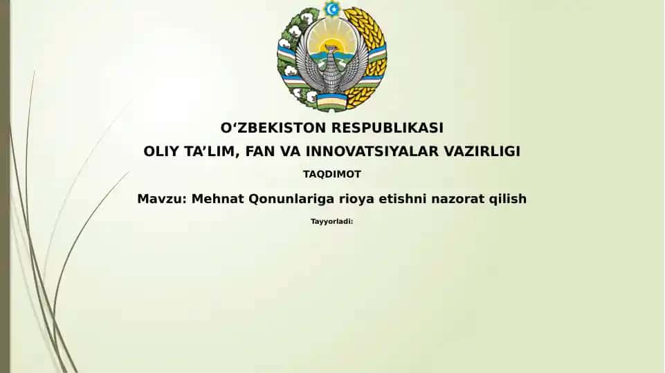 Mehnat Qonunlariga Rioya Etishni Nazorat Qilish