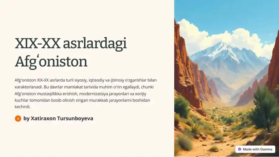 Afgʻoniston XIX-XX asrlardagi O'zgarishlar