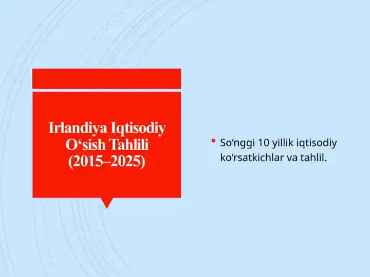 Irlandiya Iqtisodiy O‘sish Tahlili (2015–2025)