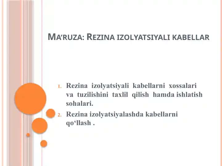 Rezina izolyatsiyali kabellar