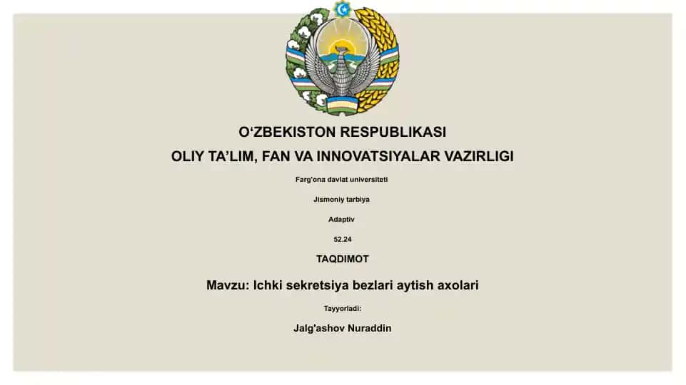 Ichki sekretsiya bezlari aytish axolari